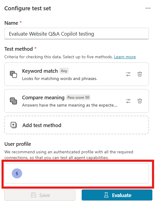 Skærmbillede viser knappen til at administrere profil.