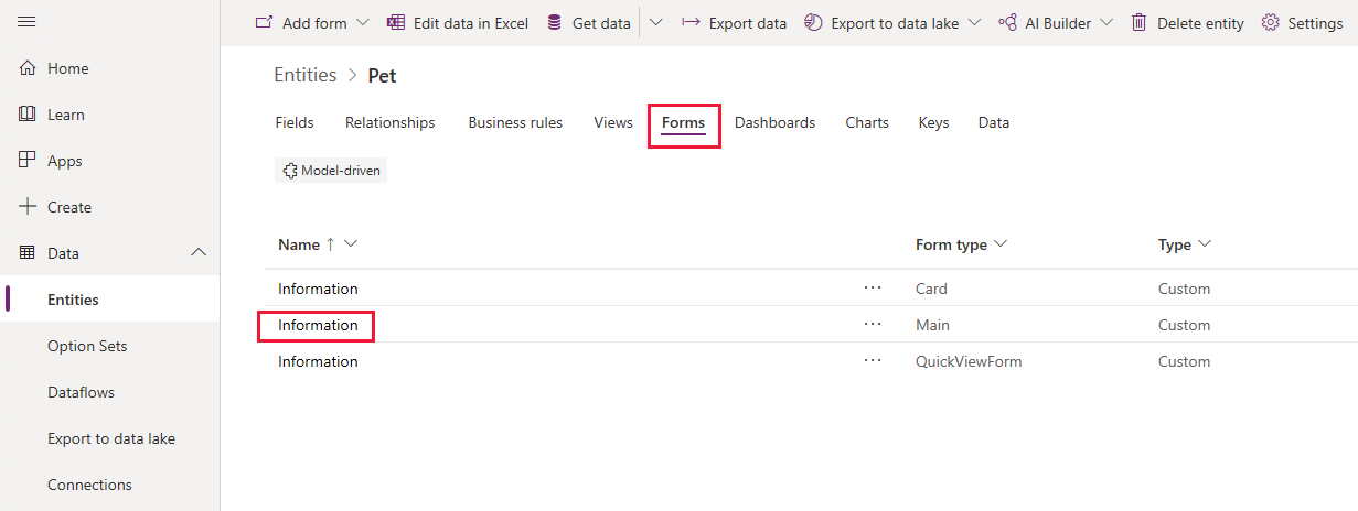 Rediger hovedformularen.