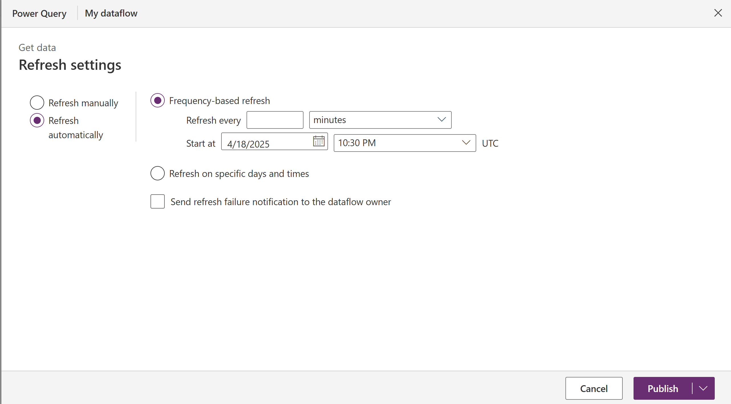 Indstillingen Opdater automatisk.