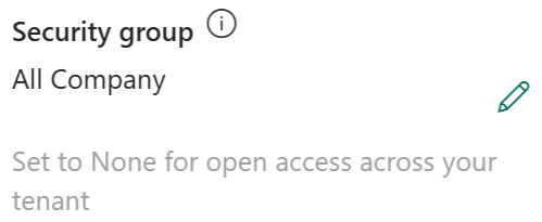 Vælg ikonet Rediger for at vælge en sikkerhedsgruppe.