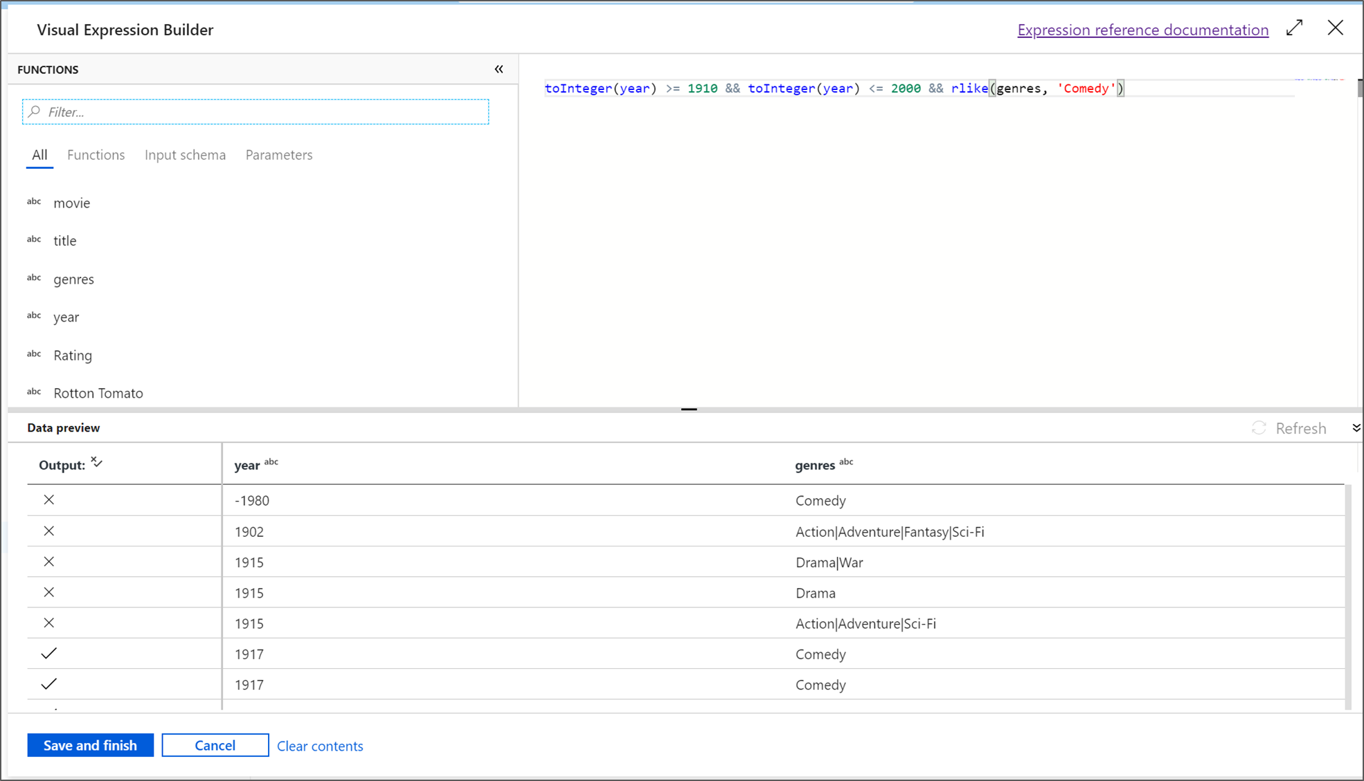 Screenshot des Filterausdruck-Generators.