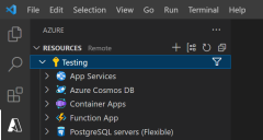 Screenshot, der zeigt, wie Azure Tools nach der Anmeldung aussehen.