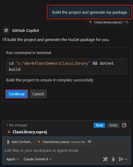 Screenshot mit Aufforderung zur Bestätigung des Projekts.