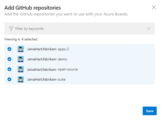 Screenshot mit GitHub repos.