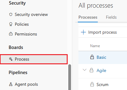 Screenshot der hervorgehobenen Registerkarte „Prozess“.