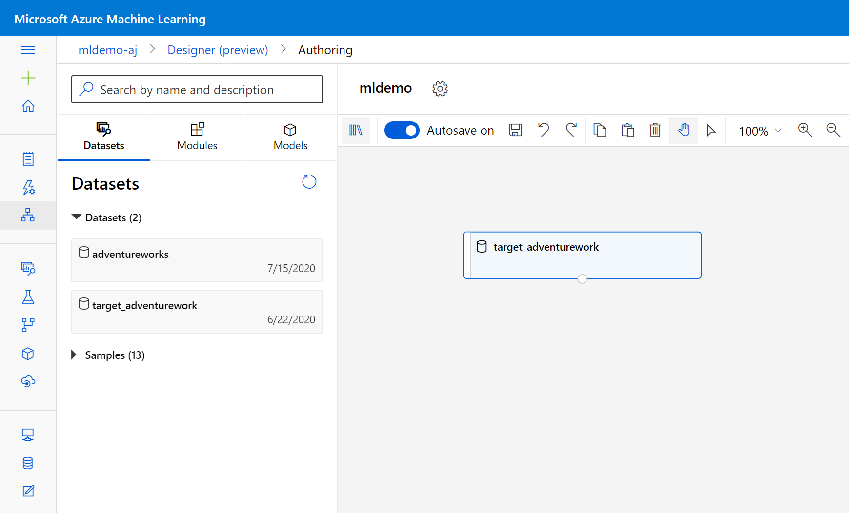 Screenshot der Datenkomponente im Zeichenbereich.