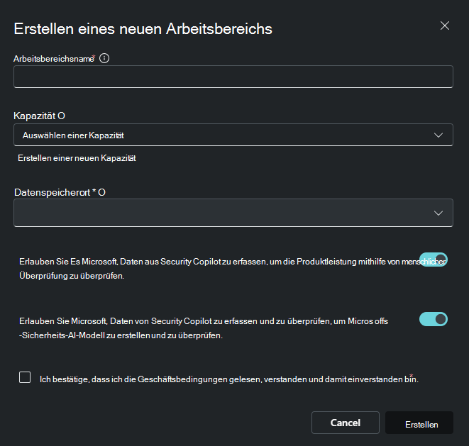 Abbildung der Erstellung eines Arbeitsbereichs.