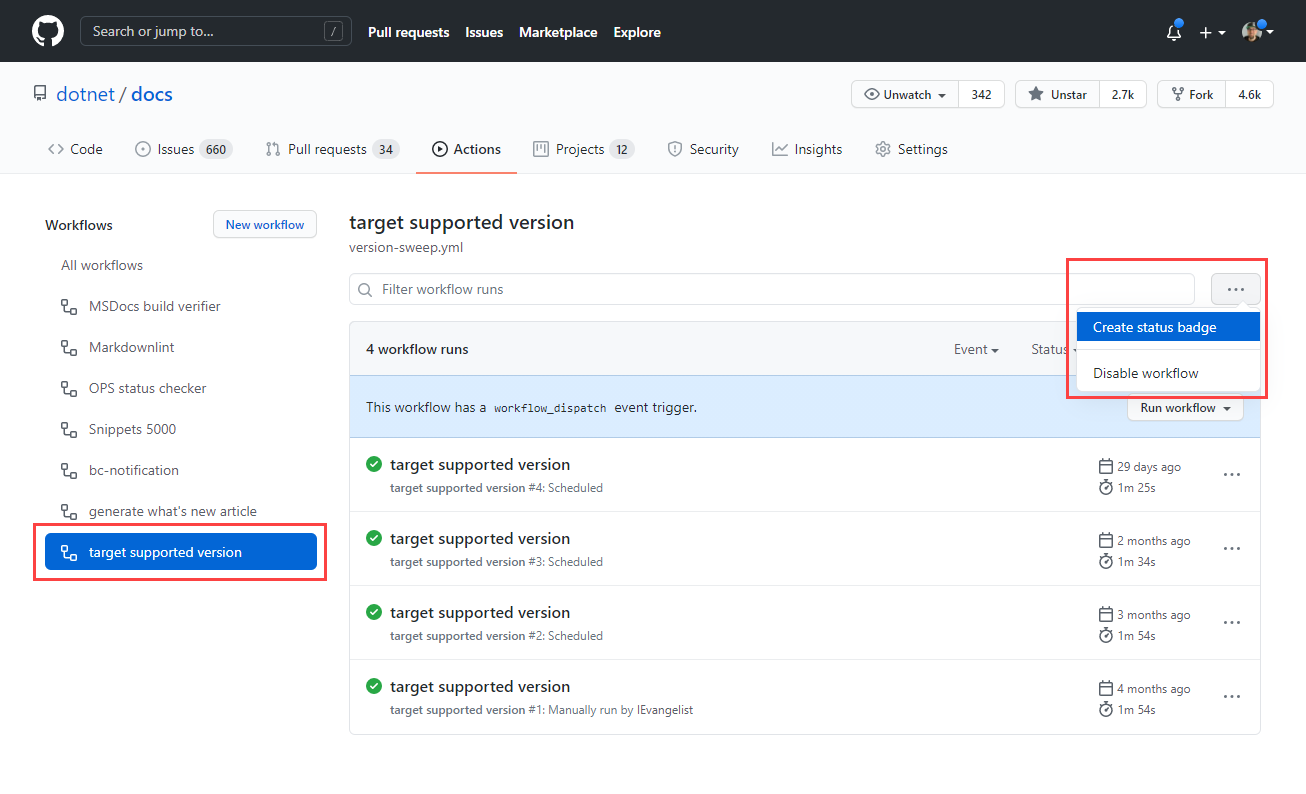 GitHub: Create status badge