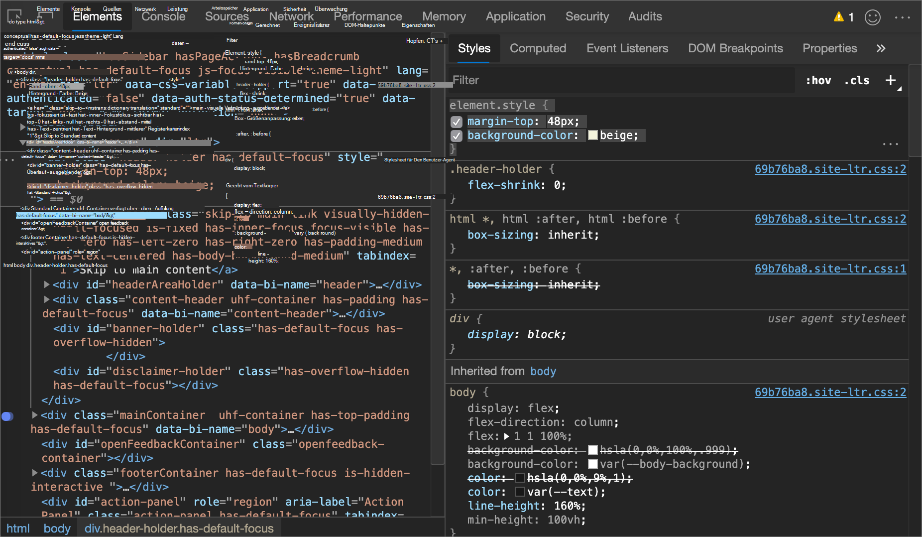 Hinzufügen von Inlinedeklarationen