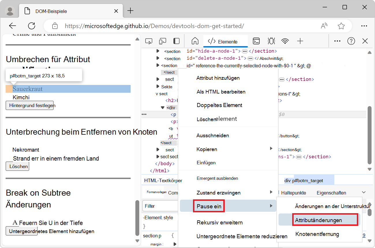 Unterbrechen von Attributänderungen
