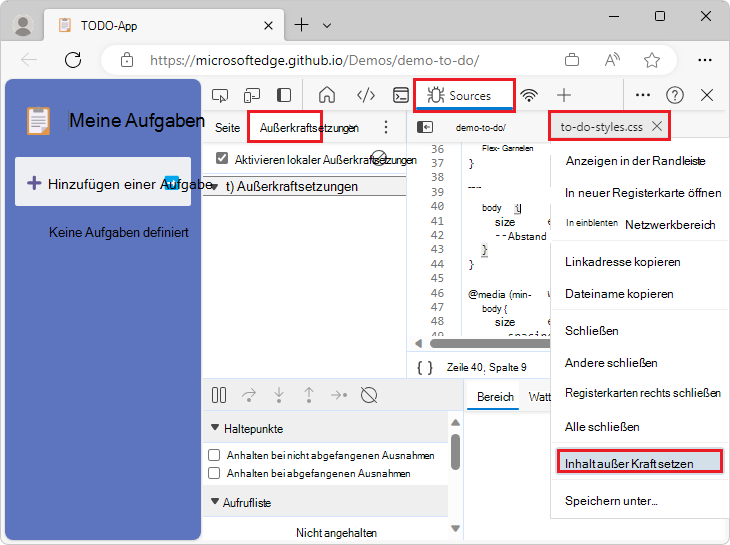 Klicken Sie mit der rechten Maustaste auf einen Dateinamen, und wählen Sie dann 