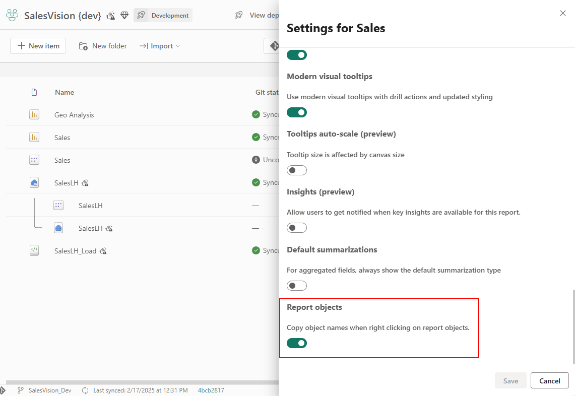 Screenshot der Berichtseinstellungen mit aktivierter Option.