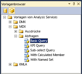 Vorlagen-Explorer, für Analysis Services gefiltert