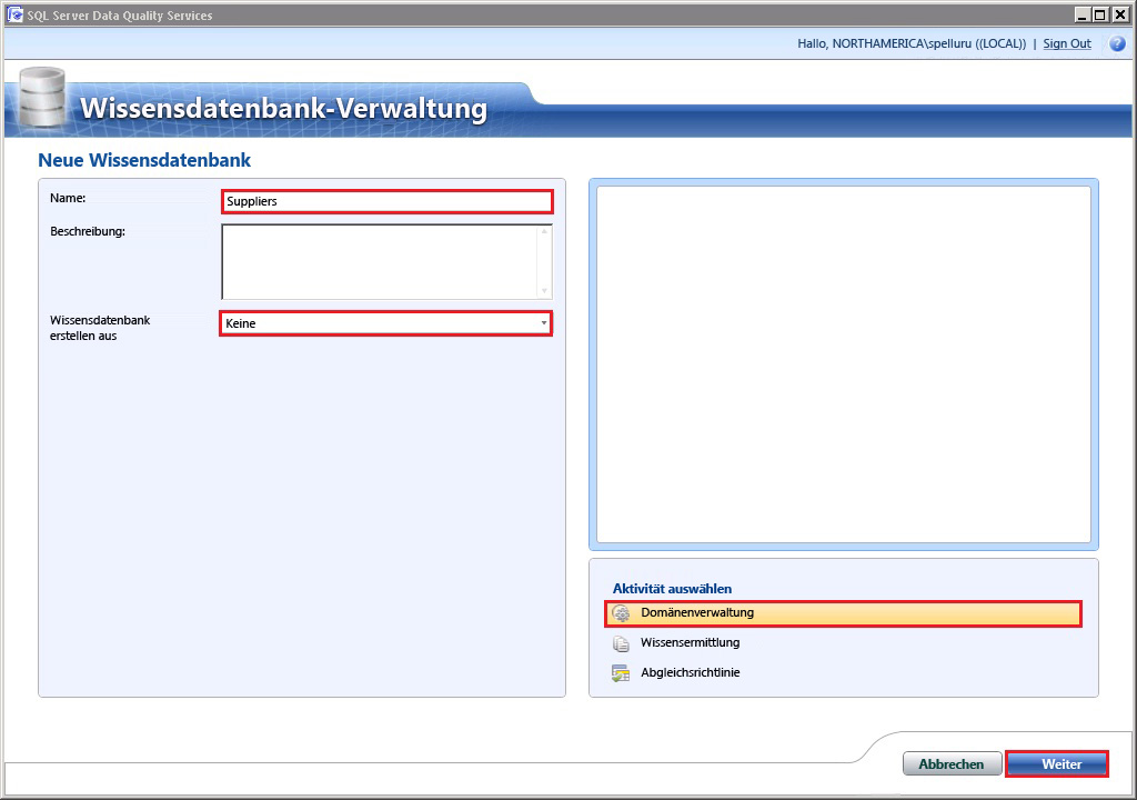 Neue Wissensdatenbank – Domänenverwaltung