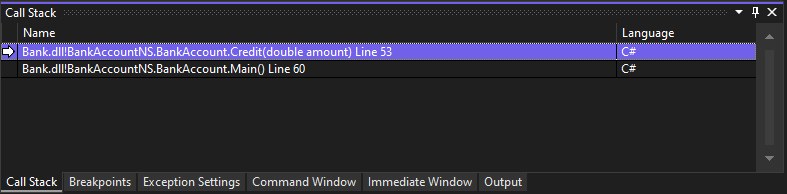 Untersuchen des Aufrufstapels