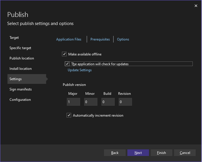 Angeben der Veröffentlichungseinstellungen