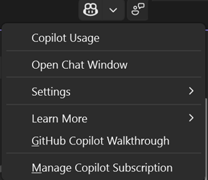 Screenshot des Copilot-Badges, wenn Copilot im aktiven Zustand ist.