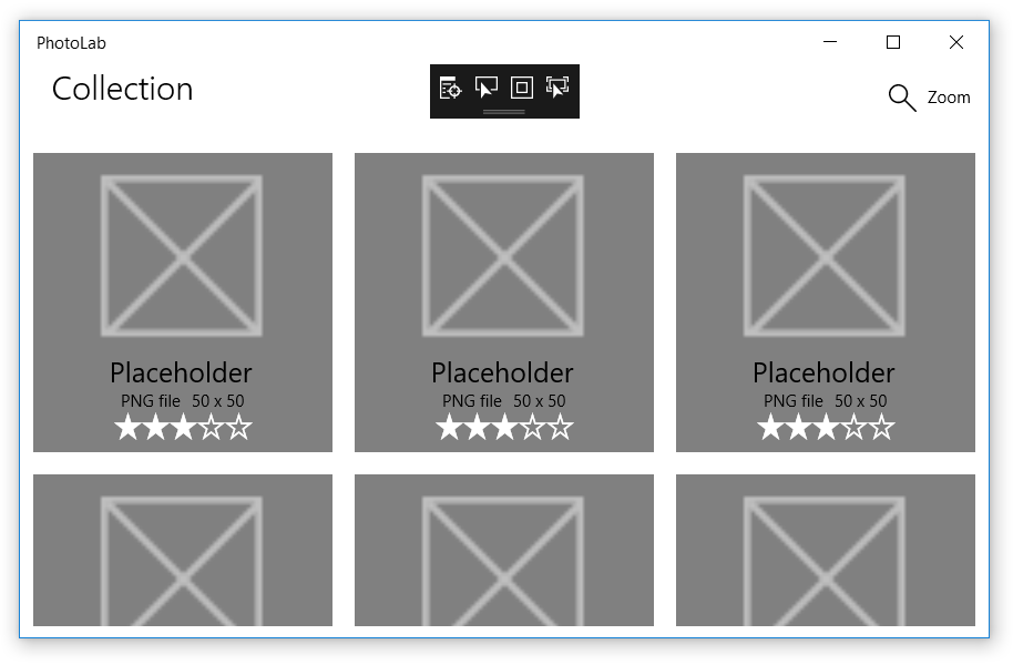 Ausführen der App mit Platzhalterbildern und Text