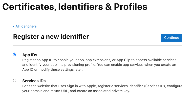 Register a new identifier