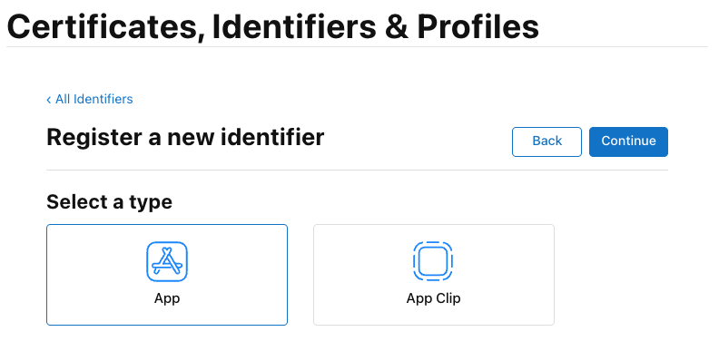 Select the 'App' type