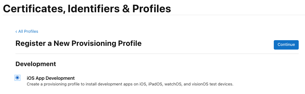 Register a new provisioning profile
