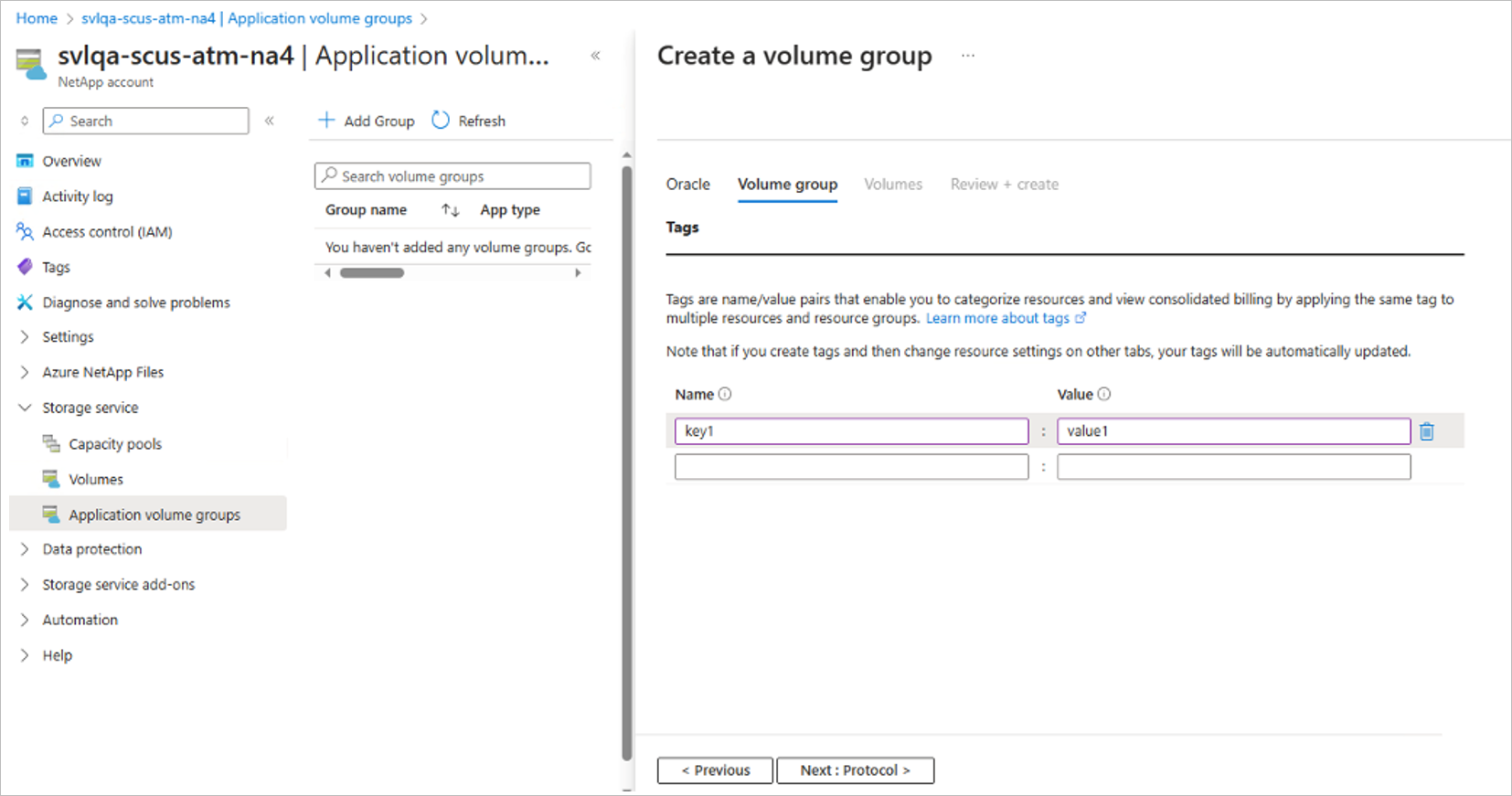 Screenshot that shows how to add tags for Oracle.