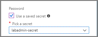 Screenshot of using a secret in VM creation.