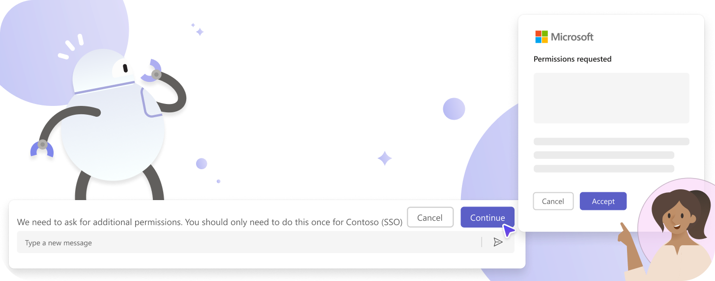 The infographic shows the bot consent flow in personal scope.