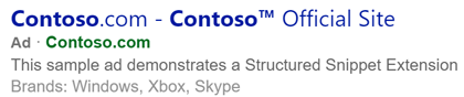 Structured Snippet Ad Extension Structured Snippet Ad Extension
