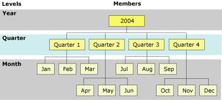 Level and member hierarchy for a time dimension Level and member hierarchy for a time dimension
