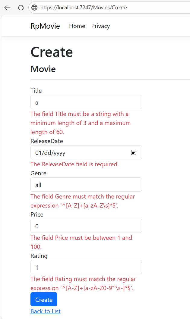 Sample edit validation of sample app.