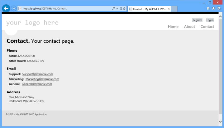 New Contact page New Contact page