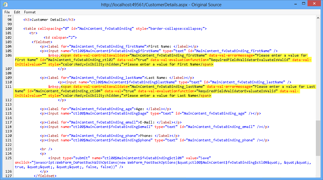 Unobtrusive validation code Unobtrusive validation code
