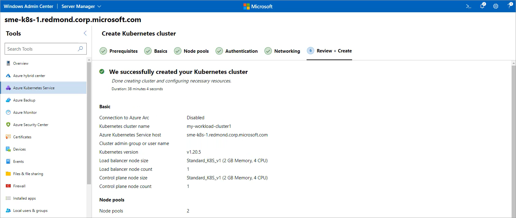 Illustrates the successful completion of the Kubernetes cluster.