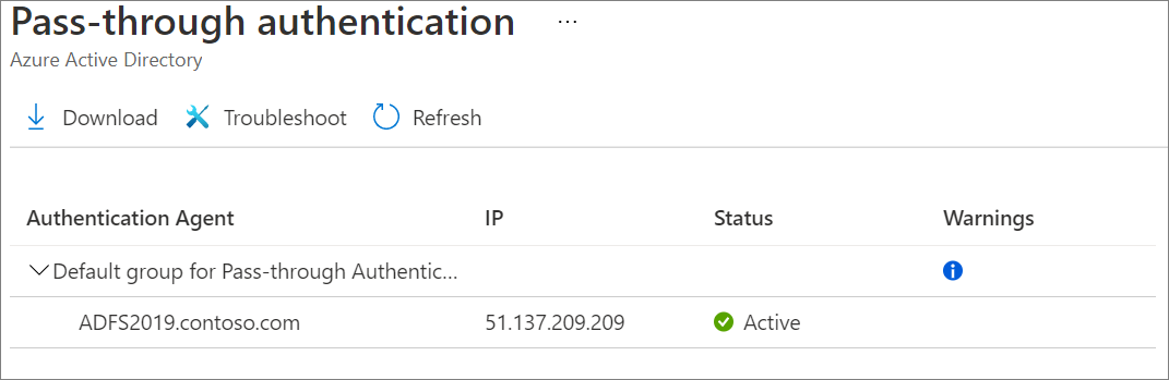 Pass-through authentication settings
