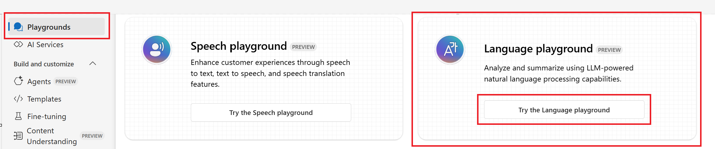 Screenshot of the Try Language Playground selection in Foundry.