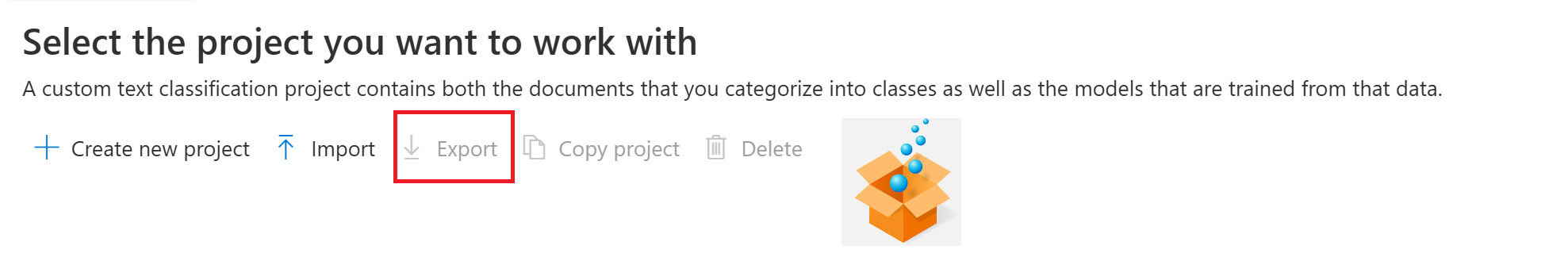Screenshot of Export Studio Project button.