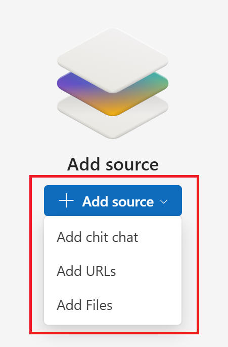 Screenshot of add source drop-down menu in the Foundry.