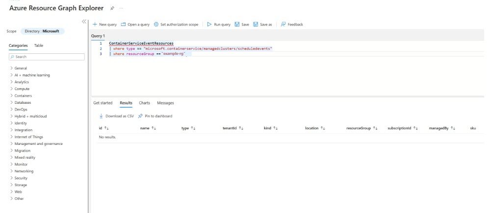 Screenshot that shows a notification record in Azure Resource Graph.