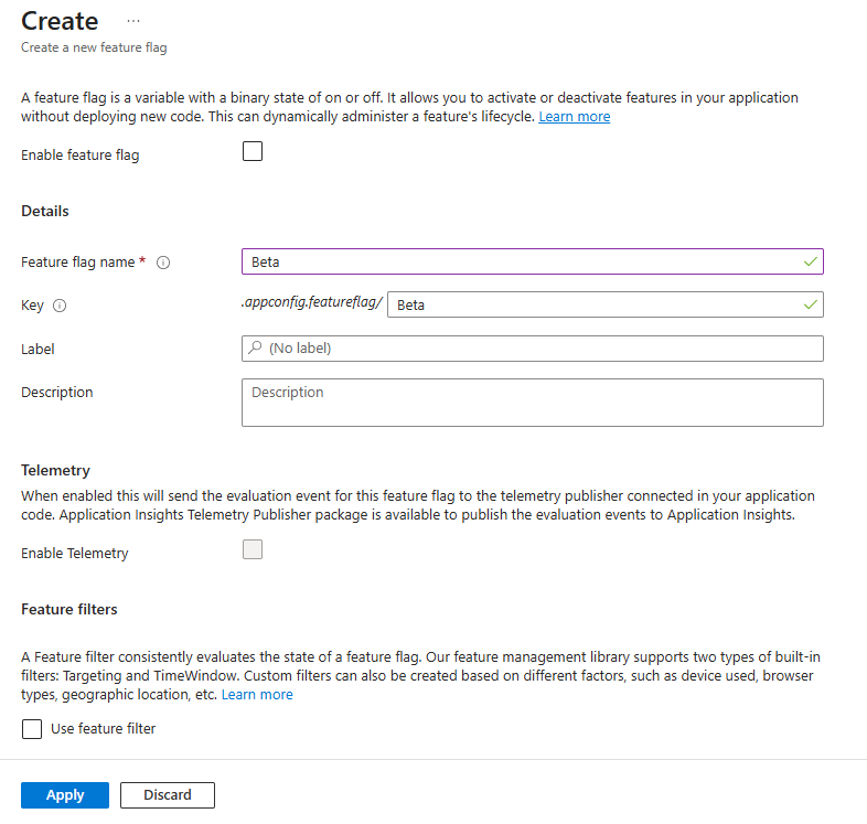 Enable feature flag named Beta