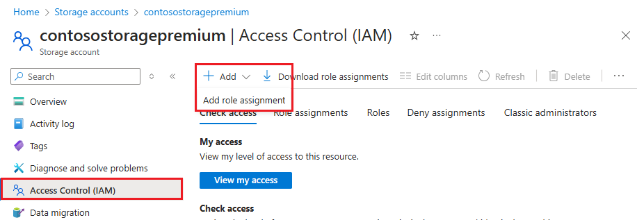Screenshot showing the Access Control (IAM) settings.