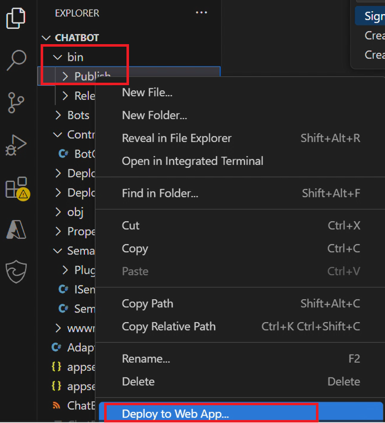 Screenshot that shows how to choose the folder for deployment.