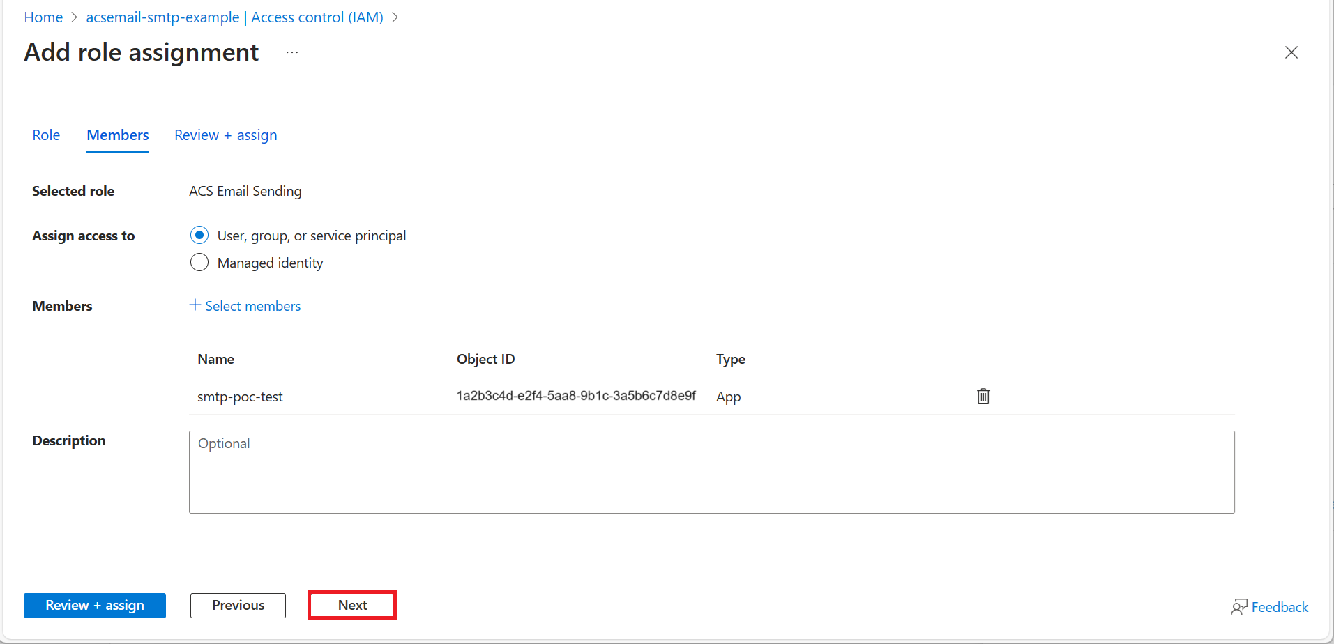 Screenshot that shows reviewing the assignment.