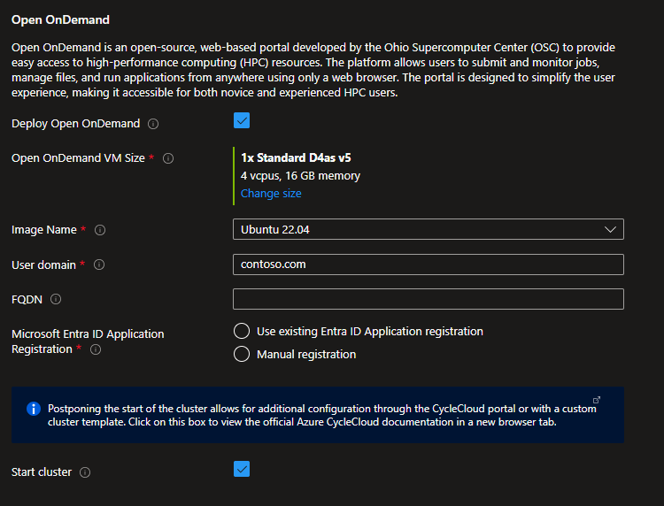 Screenshot of the Open OnDemand options.