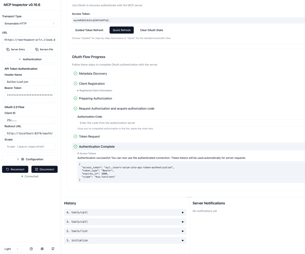 MCP Inspector Authentication Flow