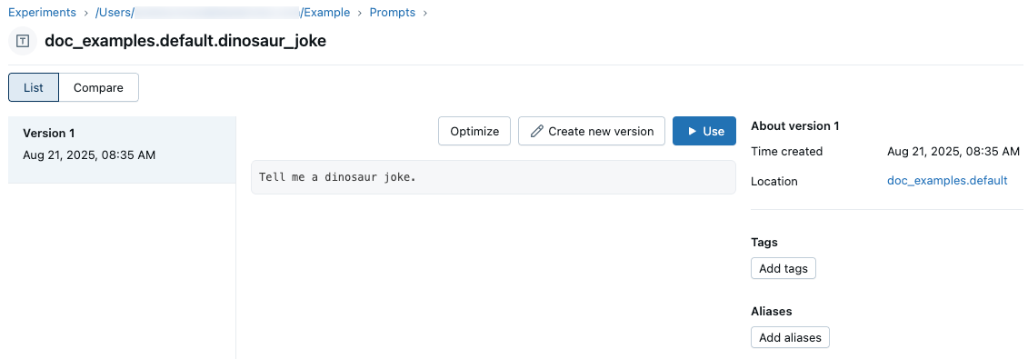 Registered Prompt in UI