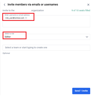 Screenshot of invite a member.