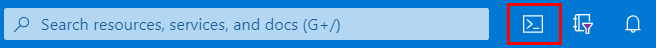 Screenshot that shows how to open Azure Cloud Shell by using the icon action on the Azure portal toolbar.