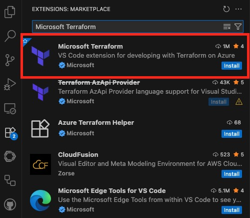 Screenshot of searching Visual Studio Code extensions in Marketplace.