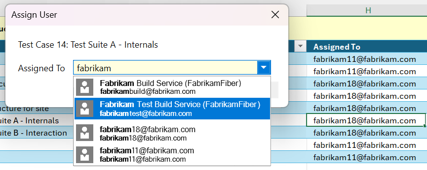 Screenshot of the Assign User dialog.